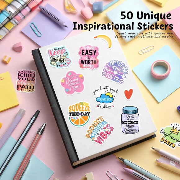 50ct Random Self-Motivation/Inspirational Vinyl Stickers - Picture 3 of 5